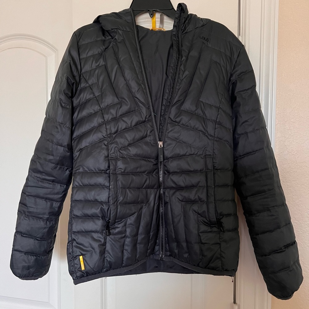 Lolë, women’s down puffer, Size S, dark grey, water-resistant